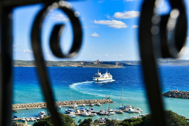 View over Mgarr harbour from Country Terrace