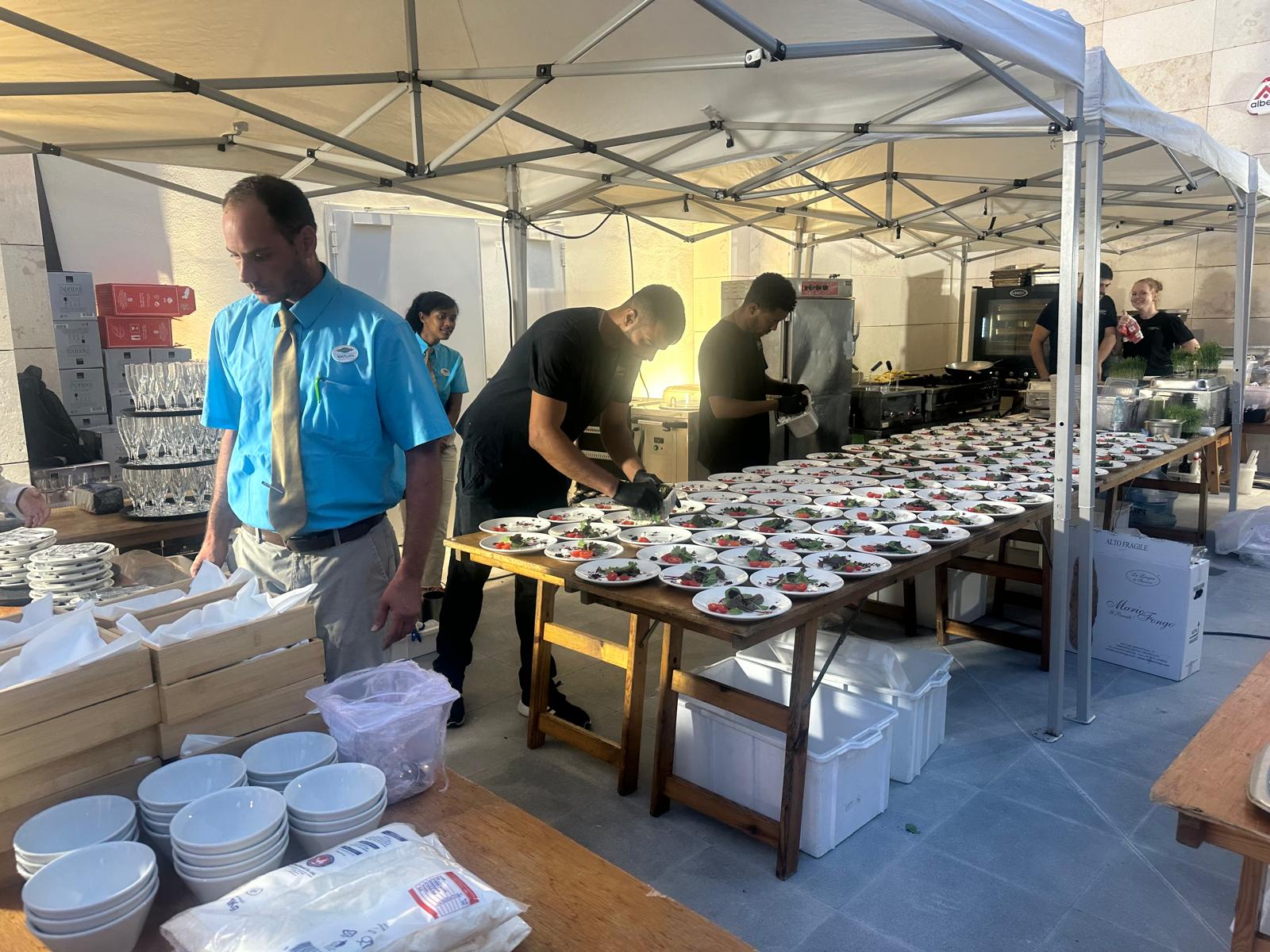 Outside catering setup at Hondoq Ir-Rummien
