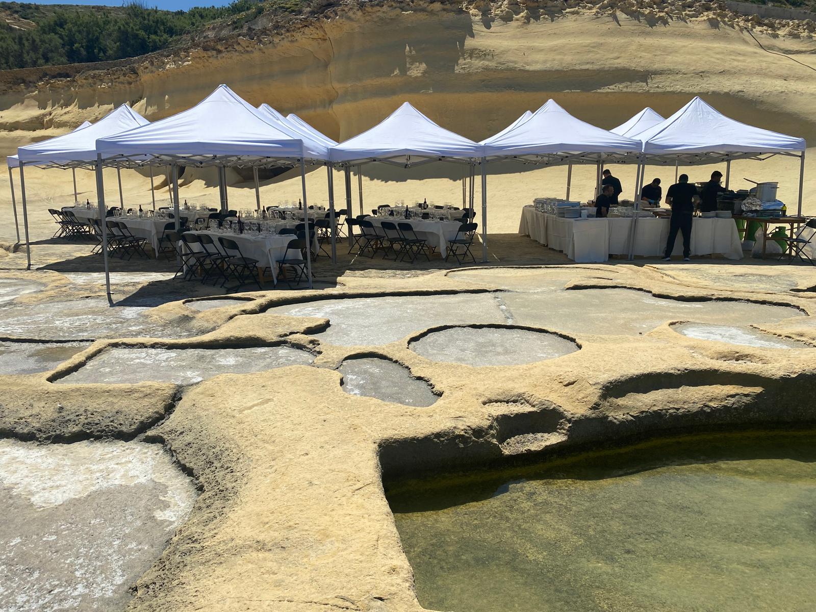 Outdoor dining with sea views